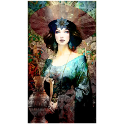 Illustration of woman and art deco, AI generrated